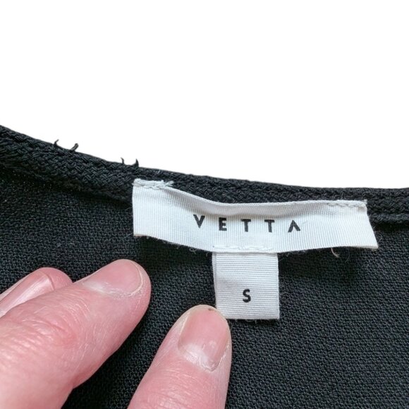 Vetta The Gathered Sleeve Wrap Top Black Tencel V Neck Puff Sleeve Women's Small - Picture 11 of 15